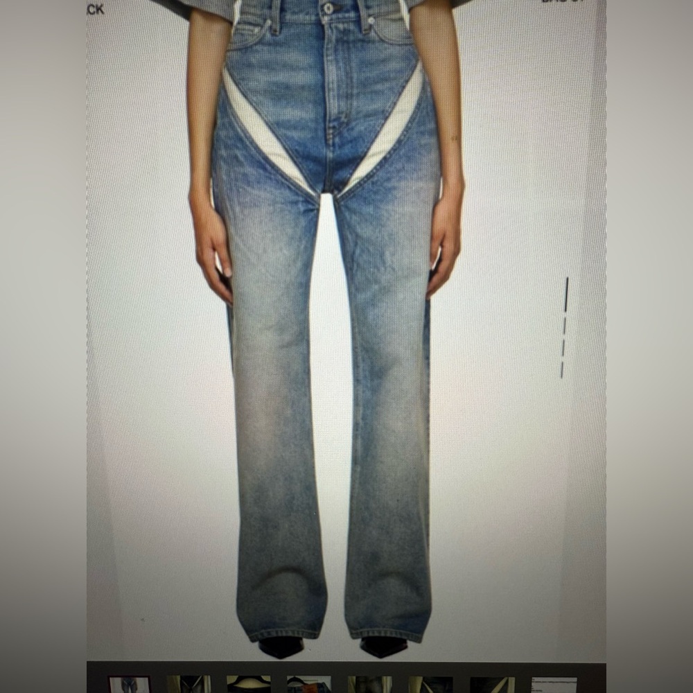Y/Project High waisted straight leg jeans.